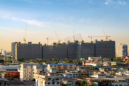 项目开工摄影照片_泰国曼谷新综合基础设施项目开工建设现场繁忙