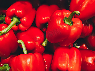 甜椒作为健康有机食品背景、农贸市场新鲜蔬菜、饮食和农业