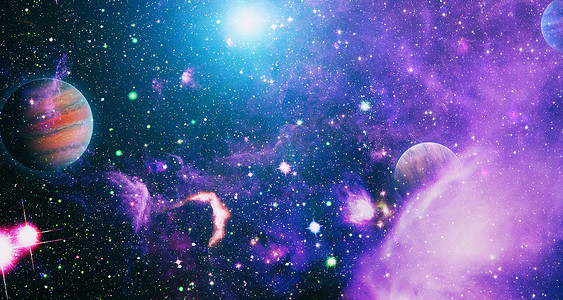 多彩的宇宙与星尘和银河。