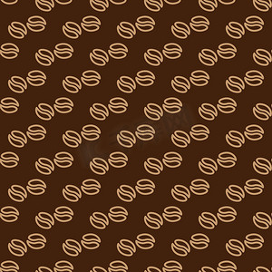 咖啡豆图标摄影照片_棕色无缝图案与抽象咖啡豆。