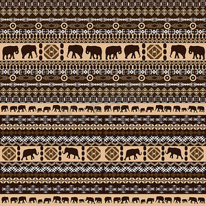 带有大象轮廓的非洲符号和图案