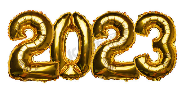金箔气球的 2023 年新年快乐概念