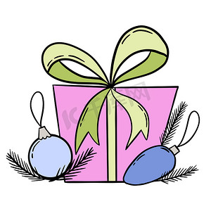 圣诞节、生日、情人节假期礼物盒的手绘插图。