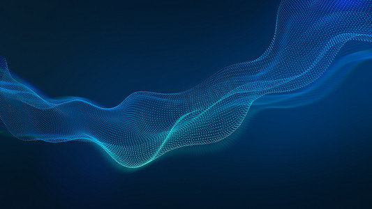 蓝色人工智能摄影照片_美丽抽象波技术背景与蓝色 LED 灯。
