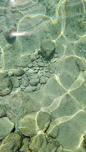 模糊的抽象海洋背景，水下的石头。