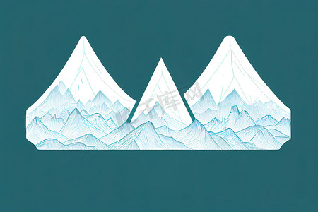 山地冒险户外徽章标志图标设计，动漫卡通