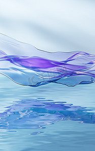 流动的液体摄影照片_水面上流动的透明布，3d 渲染。