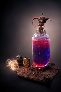 魔法药水瓶，数字艺术风格，3D 插图