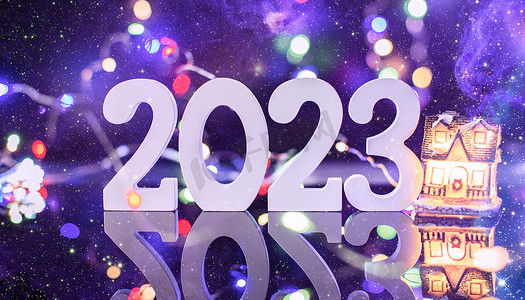 2023喜庆摄影照片_2023 年新年的背景。美丽的全景网页横幅
