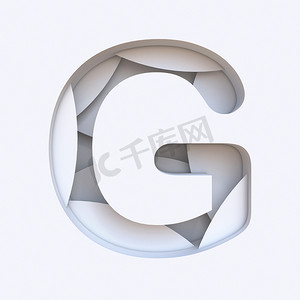 白色抽象层字体字母 G 3D