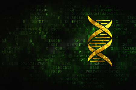 空数据摄影照片_医疗保健概念：数字背景上的 DNA