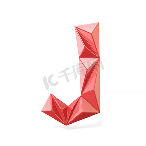 红色现代三角形字体字母 J.3D