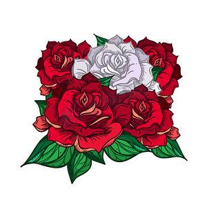 手绘婚礼玫瑰花束