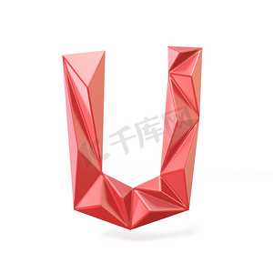 红色现代三角形字体字母U.3D