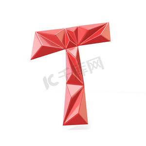 红色现代三角形字体字母 T.3D