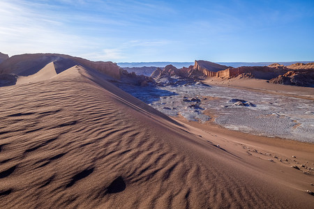 智利圣佩德罗德阿塔卡马山谷德拉卢纳的沙丘