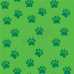 猫或狗爪子无缝图案-动物足迹纹理。