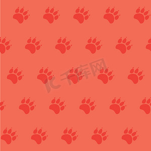 动物轮廓图案摄影照片_猫或狗爪子无缝图案-动物足迹纹理。
