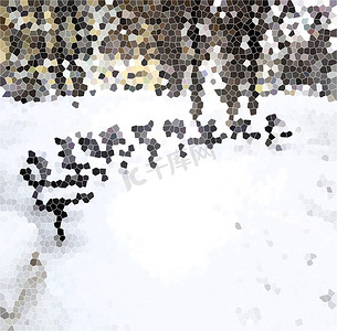冬天雪景插画摄影照片_雪背景覆盖的树枝