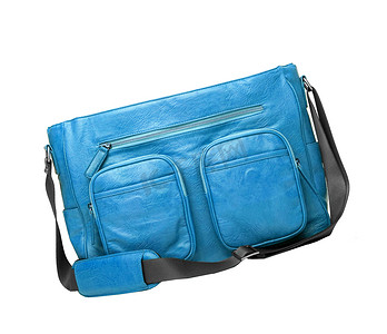 蓝色布袋摄影照片_运动蓝色包包。