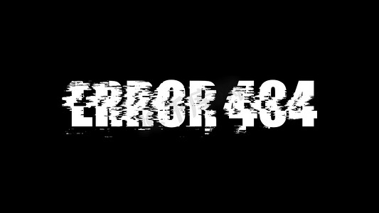 黑色、3D 渲染背景上带有噪声的错误 404 文本字母，计算机生成游戏