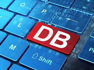 db摄影照片_股市指数概念：键盘背景上的 DB