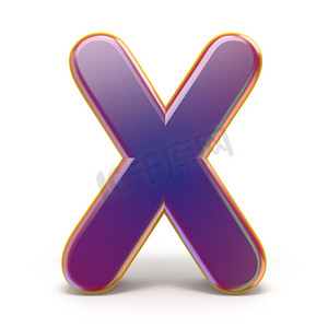 字母 X 紫色字体黄色概述 3D