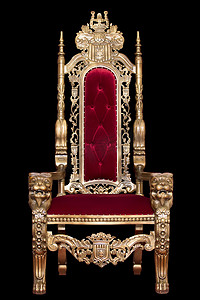 孤立在黑色背景上的红色皇家椅子。