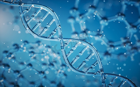 DNA 基因组结构与分子背景，3d 渲染。