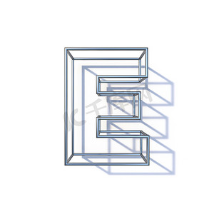 字体框摄影照片_钢丝框字体 Letter E 3D