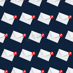 无缝模式邮件通知收件箱概念中的一封新电子邮件消息在蓝色背景上与阴影 3D 渲染隔离