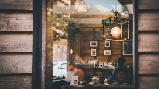 咖啡厅背景、内部咖啡厅和餐厅的抽象散焦模糊。