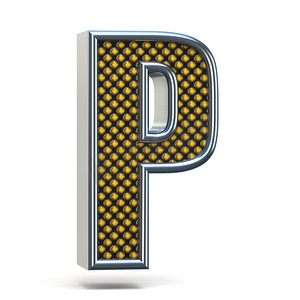 铬金属橙色点字体字母 P 3D