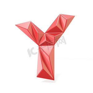 红色三角形摄影照片_红色现代三角形字体字母 Y.3D