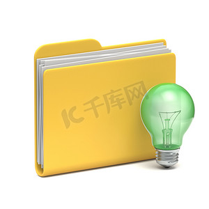 黄色文件夹图标批准的想法 3D