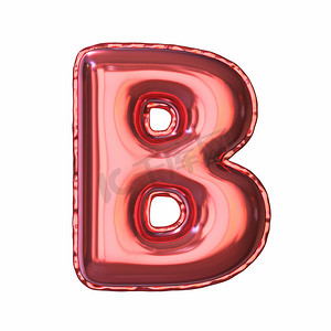 红色金属气球字体字母 B 3D