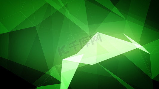 绿色三角形背景的 3d 插图。