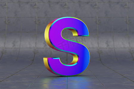 多色 3d 字母 S 大写。