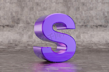 紫色 3d 字母 S 大写。