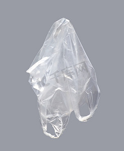 半透明绸缎摄影照片_塑料袋、灰色背景的透明塑料袋、塑料袋透明废物、塑料袋透明垃圾、垃圾袋污染
