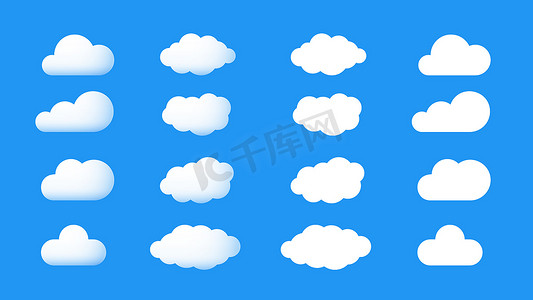 互联网卡通摄影照片_向量完美和积云卡通云图标。 