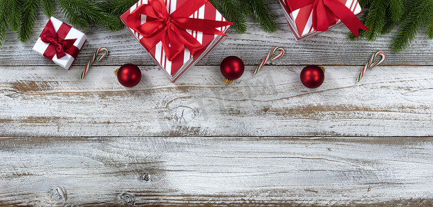 圣诞快乐假期顶部边框白色风化木 bac