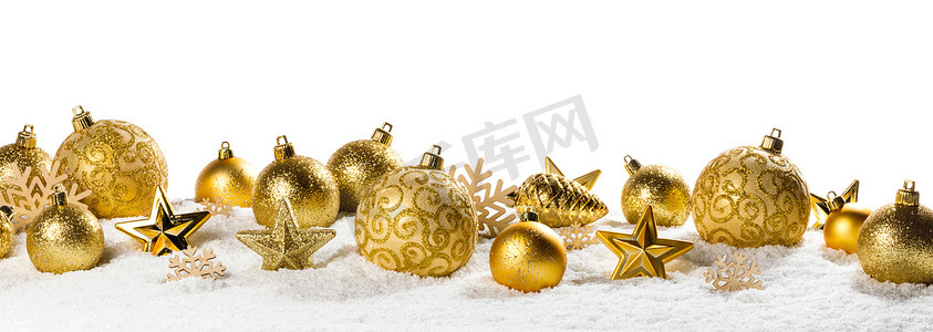 圣诞边框与金色装饰品