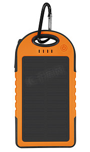 带太阳能电池板的移动电源 - 橙色
