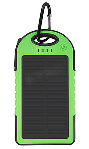 带太阳能电池板的移动电源 - 绿色