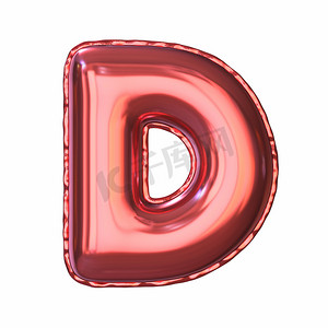 红色金属气球字体 Letter D 3D