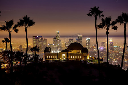 洛杉矶市中心的城市天际线，洛杉矶的城市景观