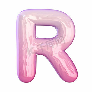 字体摄影照片_粉色乳胶光面字体 Letter R 3D