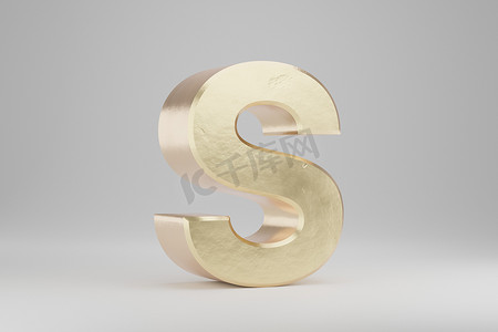 金色 3d 字母 S 大写。