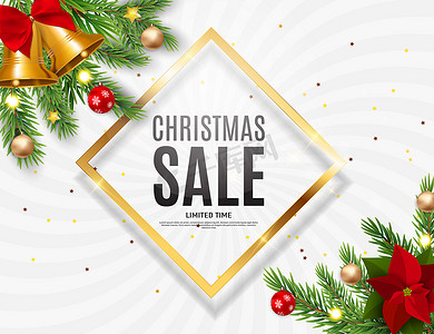 销售矢量图销售摄影照片_圣诞节和新年销售背景，折扣券模板。